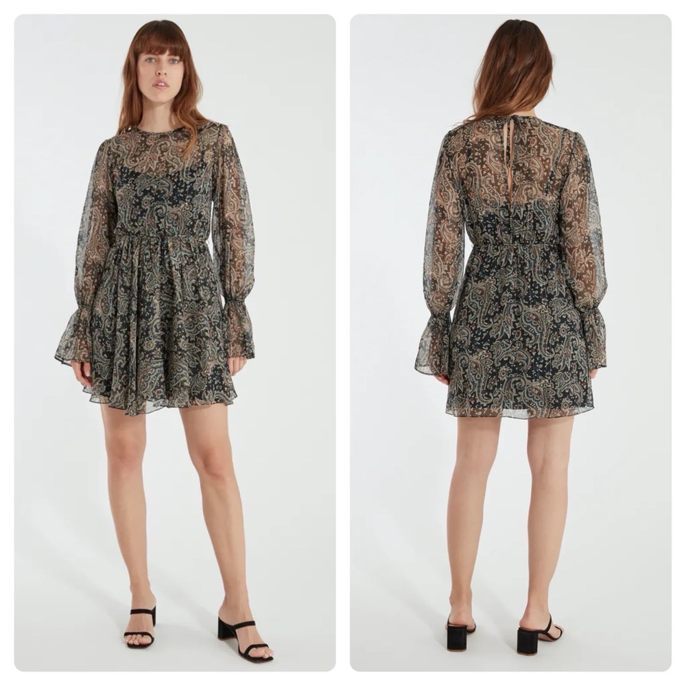 Joie Manning Paisley Dress Chiffon Small